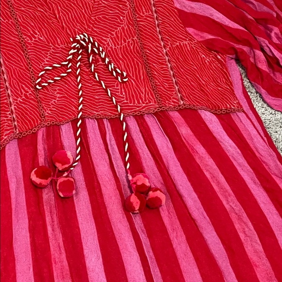 Anthropologie Blank London Lyndsey Tiered Tunic Dress Large L Pink Combo Boho - Picture 12 of 16